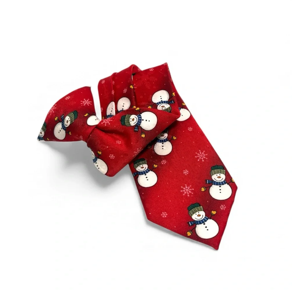 Red Snowman Snowflake Clip-On Winter Christmas Tie American Greetings Boy’s